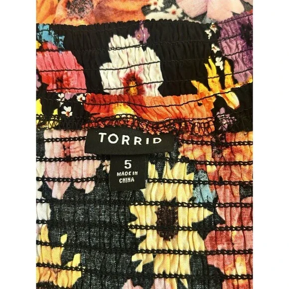 Torrid Maxi Challis Off-Shoulder Tulip Hem Floral Maxi  Dress Plus Size 5X (28) - Picture 13 of 15